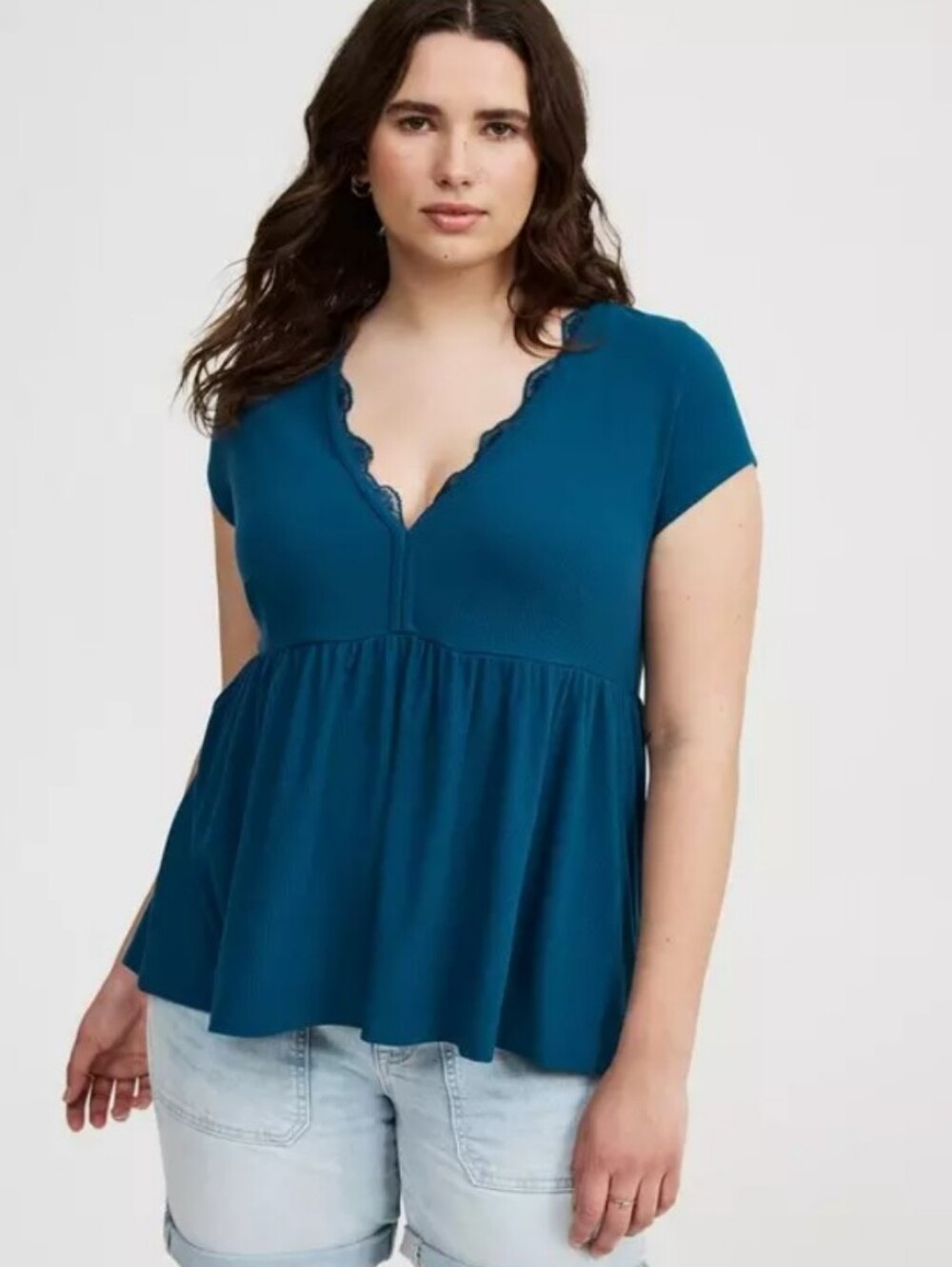 Torrid Lace Trim Babydoll Top